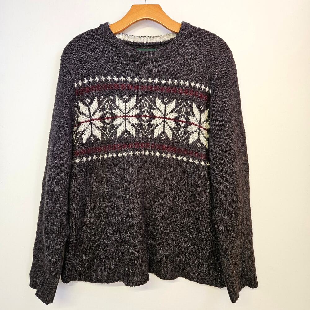 David Taylor‎ Gray Fair Isle Knit Sweater Size M Men's Winter Nordic Grandpacore